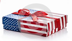 American Flag gift box isolate on White background PNG