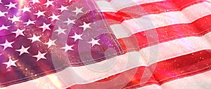 American flag with glitter bokeh background