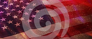 American flag with glitter bokeh background