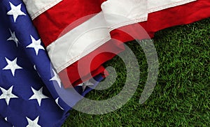 American flag on grass for Memorial Day or