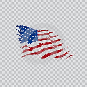 American flag in grunge style vector illustration on a transparent background