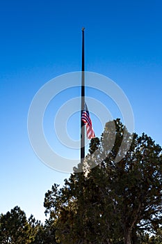 American Flag at half mast