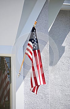 American Flag Hanging in front of Entry Door