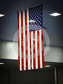 An American Flag Hangs On Display Inside Above Everything