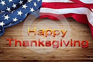 American flag. Happy Thanksgiving