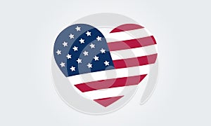 American flag in heart Simple vector illustration sign, US icon