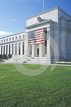 American Flag hung on The Federal Reserve Bank, Washington, D.C. photo