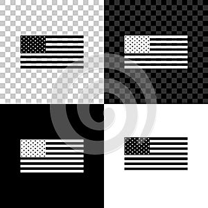 Americano bandera icono sobre el negro blanco a transparente. bandera de Estados Unidos de América. 