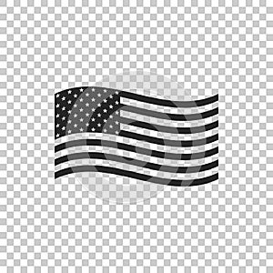 American flag icon isolated on transparent background. Flag of USA