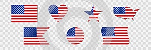 American Flag icon. Set of USA flags .2020 American Presidential Election . Veteran day banner in flat style. Illustration on