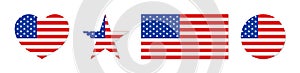 American flag. Icon of usa patriot with star and stripe. Emblem for proud of united states of america. Graphic shape for us eagle