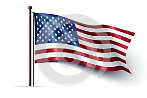 American Flag Isolated on White Background Ai generative