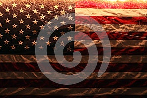 American flag lit up by sparklers for 4th of July