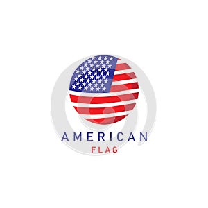 American flag logo design elements vector icons.