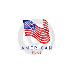 American flag logo design elements vector icons.