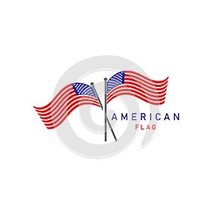 American flag logo design elements vector icons.