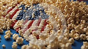 American flag made out of raspberry, cranberry and popcorn.