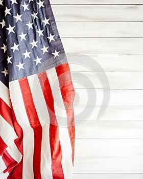 American flag for Memorial Day or 4th of July - Wood background ( white )