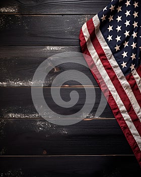 American flag for Memorial Day or 4th of July - Wood background ( white black)