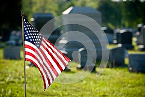 Americano bandiera sul monumento 