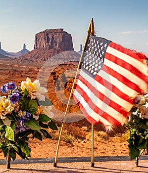 American flag at Monument Valley