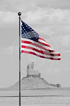 American flag at Monument Valley