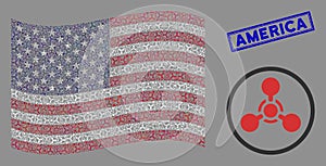 American Flag Mosaic of WMD Nerve Agent Chemical Warfare and Textured America Seal