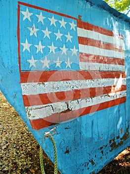 American Flag Painted on the Box of a Cuban Chug Boat
