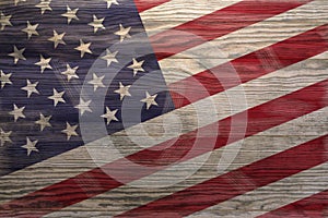 American flag painted old wood texture