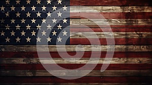 Wood American Flag Background: Ingrid Baars Style, Dark Red And Bronze