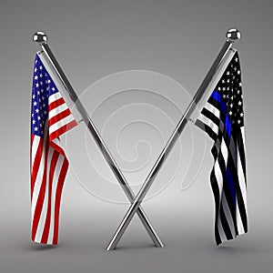 American flag and Police flag