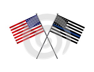 American Flag and Police Support Flag Illustration