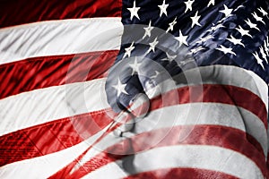 Americký vlajka modlí ruky (miešané obraz) 