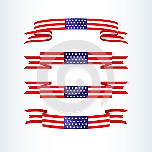 American flag ribbon stars stripes Patriotic American theme USA flag of a wavy ribbon shape icon Design element for Independence