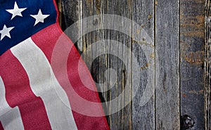 American flag on rustic wood