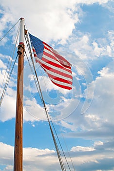 American Flag on a Sailboat Mast