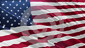 American flag seamless closeup waving animation. US background. 3D render. Waving American Flag background. Concept of