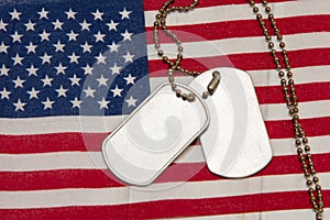 On the American flag are soldiers ` medallions. Concept: service in the army, a volunteer army, the conscript, the honorable duty,