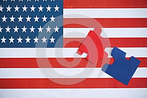 American flag and symbol of ballot, Democrats or Republicans? United States House of Representatives elections 2022 concept