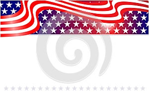 American flag symbols border with flowing ribbon vector design template.