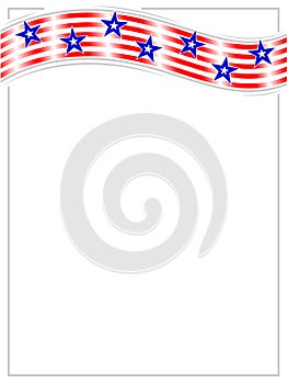 American flag symbols stars and stripes frame border wave pattern