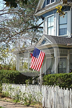 American Flag on Texas Rural Victorian Home