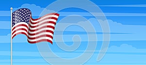 American flag toothpick icon.United states flag with pole isolated