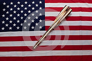 American Flag with a torch on it used for a Surfing event in Chiba Japan it resembles a cherry blossom