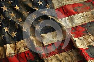 American flag of the United States of America background with a distressed vintage weathered effect