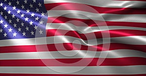 American Flag, United States of America flag with waving folds, close up view, 3D rendering