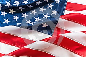 American Flag or United States of America national flag background, close up