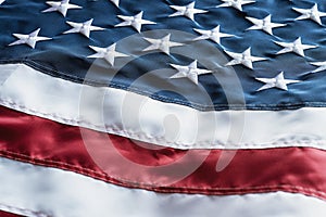 American Flag or United States of America national flag background, close up