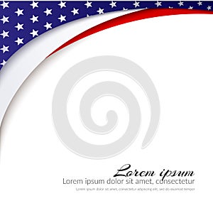 American Flag Vector background for Independence Day and other events Patriotic background with stars and smooth wavy lines