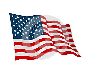 American flag. Vector flat color illustration isolated on white